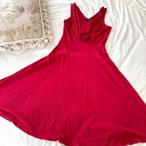 red midi dress vintage y2k romantic rose floral‎ detail